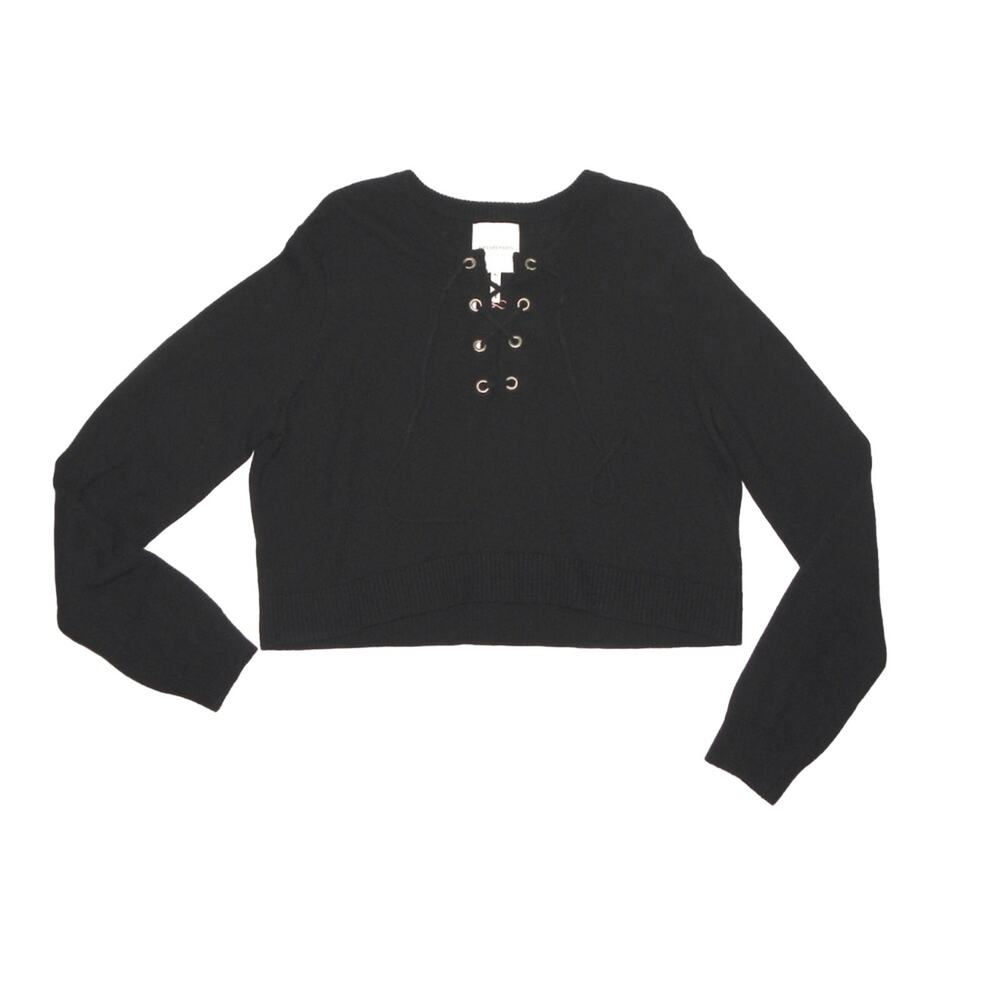 NEW Avec les Filles Black Crop Alpaca Blend Sweater | XL  NWT